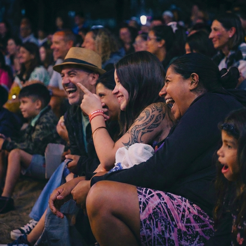 Familia disfrutando el show